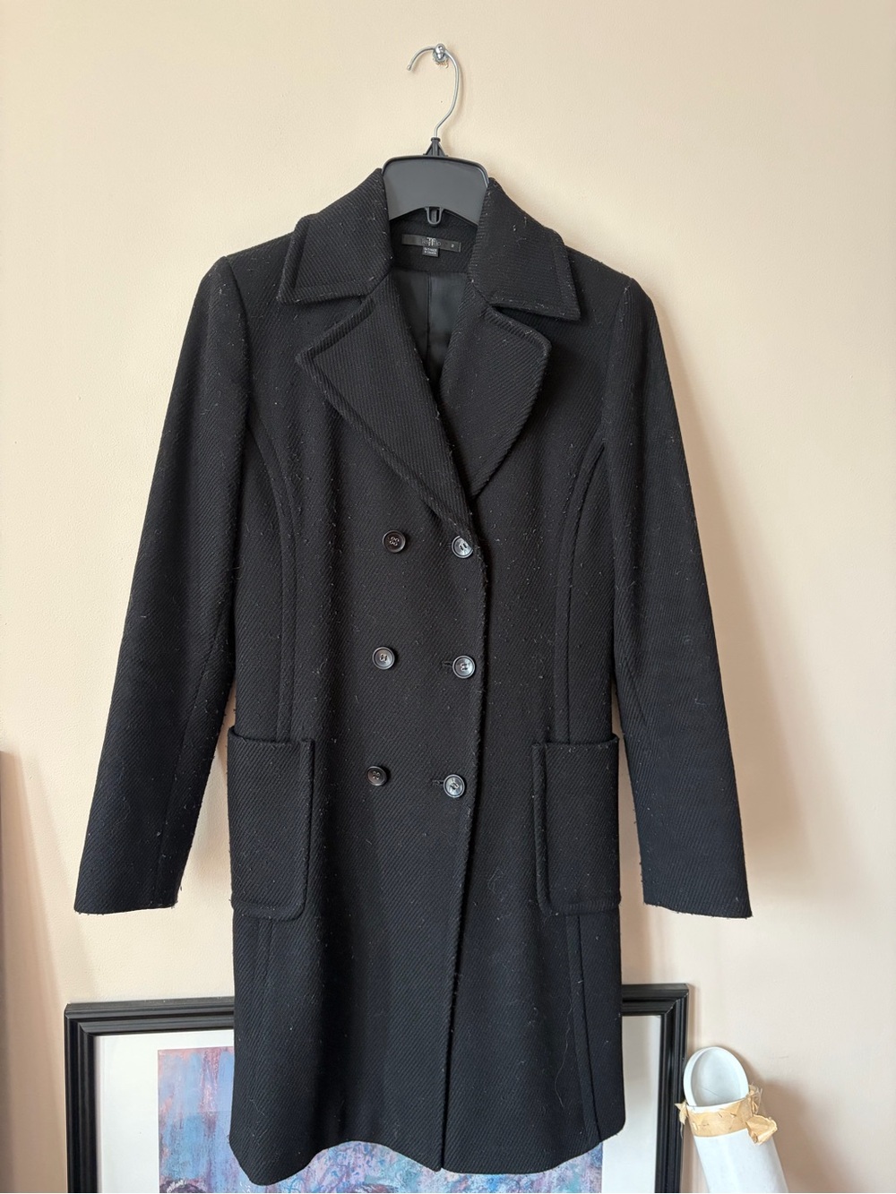 Teenflo- Women's Black Double-Breasted Wool Coat size 2